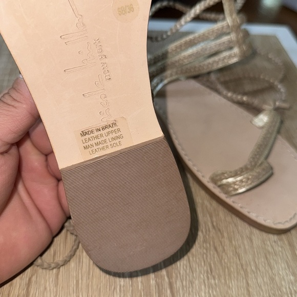 Nicole Miller Lace-Up Sandals gold toned tassels braided size 6 leather - Picture 5 of 5